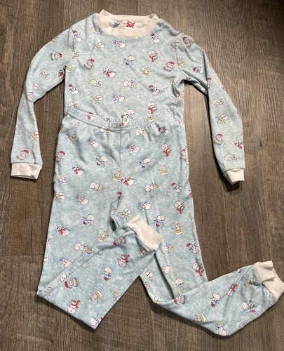 Karen Neuburger Mädchen S Größe 8 blau SCHNEEMANN weich tailliert 2-teiliges Pyjamahosen-Set