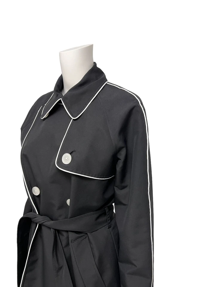 Gabardina corta forrada en blanco y negro de manga larga Chaps Petite para mujer talla P/M Foto 4 de 4