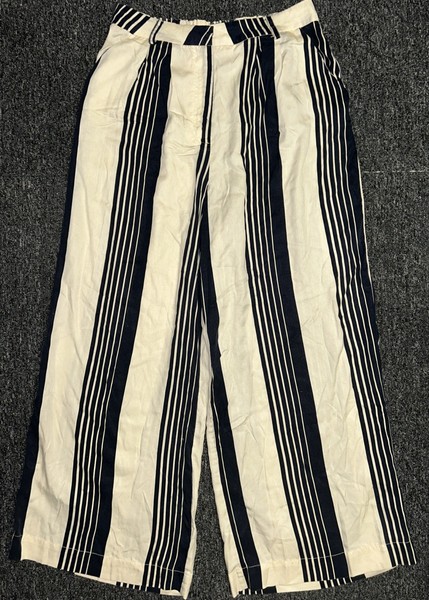 Fate + Becker Womens Sz 10 Wide Leg Dressy Pants Palazzo Lyocell Beige Black VGC
