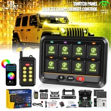 AUXBEAM RGB 8 Gang Switch Panel Momentary Circuit Control Relay System For Jeep