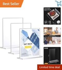 Acrylic Sign Holder 5x7 Inch Double-Sided Shatter-Resistant 3 Pack for Business