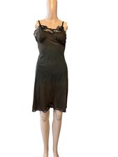 Vtg 60s Wonder Maid Black Wide Lace Full Dress Slip Molded Glamour Sz 7 Read
