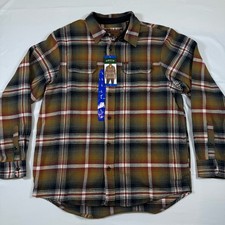 NEW NWT Orvis Heavyweight Flannel Button Up Shirt Men s Size L Brow Green Plaid