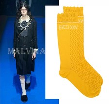 GUCCI SOCKS DRESS XXV KNITTED COTTON CROCHET SCALLOP TOP EMBROIDERED LOGO $390 L