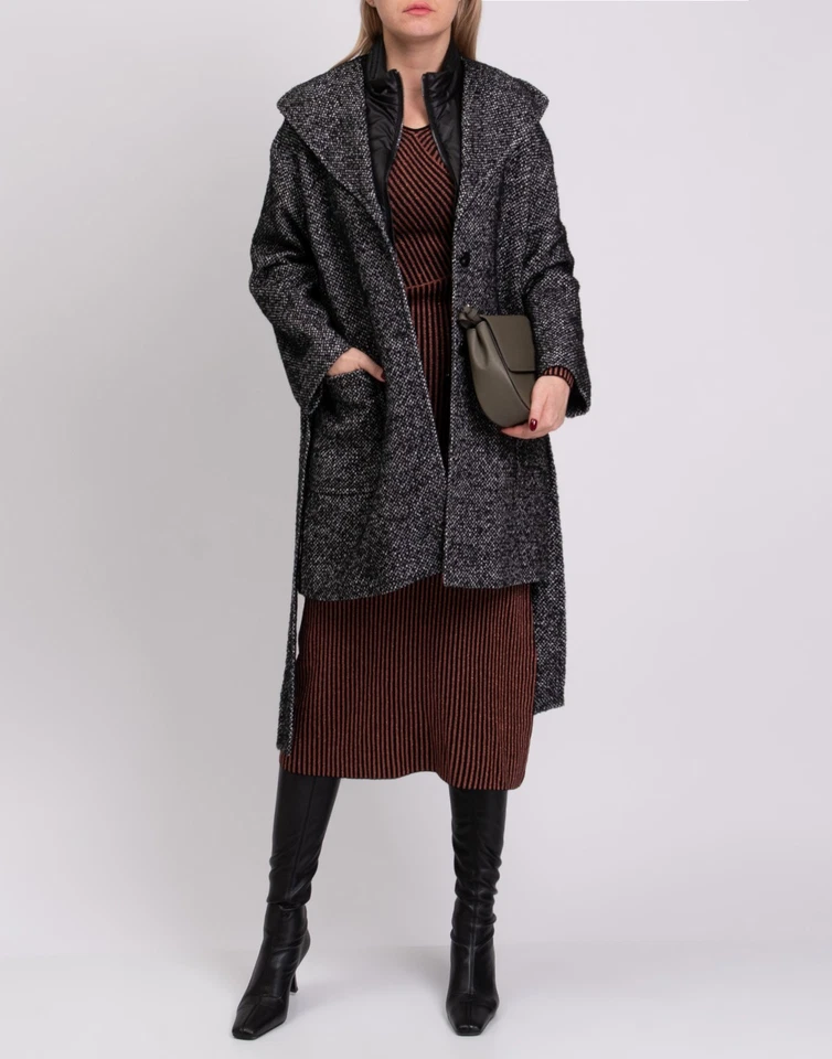 RRP€290 LUCREZIA T Coat Plus Size 43 US14 UK18 L Alpaca & Wool Blend Two-Tone - Image 2 of 4