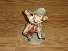 Vintage Giuseppe Armani Harlequin Jester Figurine, Italy 11” No wood Base Chip