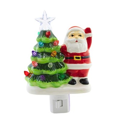 Roman Vintage Santa Nightlight Green Tree Plastic Lights