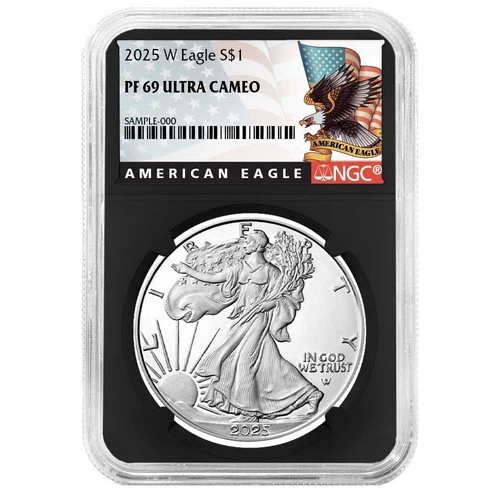 2025-W $1 1-oz Proof American Silver Eagle NGC PF69UC Black Label Retro Core