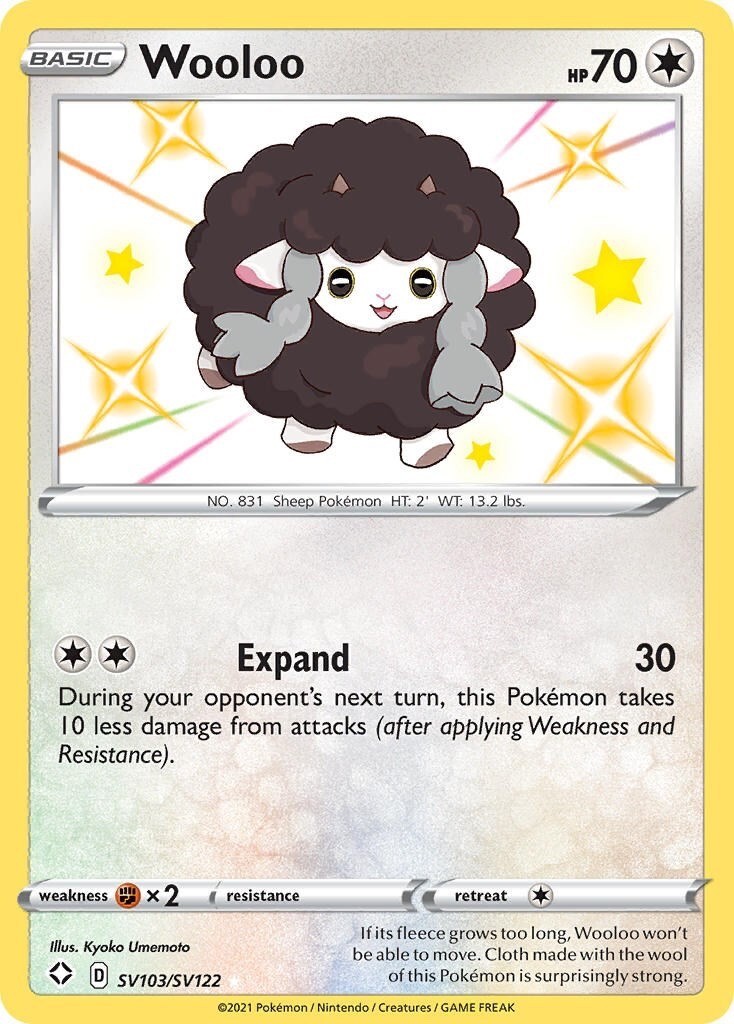Wooloo SHINY MINT CONDITION SV103/SV122 Shining Fates: Shiny Vault Holo 2021
