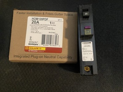 Square D Homeline 20 Amp Single-Pole Plug-On Neutral Dual Function Breaker New