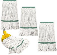 Juego 6 cabezales de mopa industrial de algodón loop-end, uso comercial/hogar