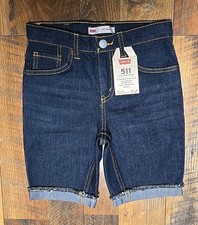 New 511 Slim Levis Slim Cut-off Jean Shorts Kids Boys Size 7 Reg Blue DarkWash