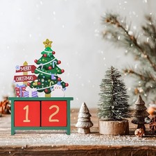 Christmas Countdown Advent Calendar, 24 Days of Christmas Calendar Wooden Xmas D