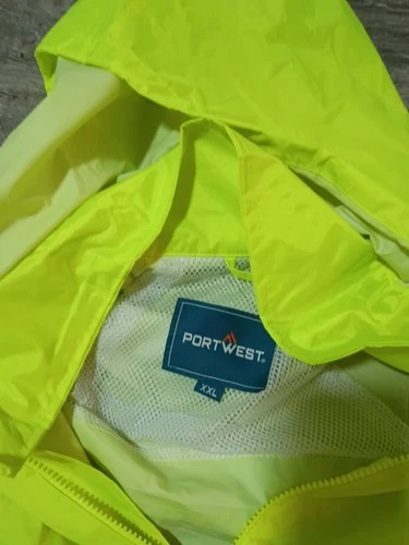 Yellow 2XL Portwest US440 Mens Waterproof Rain Jacket Lightweight Coat Hood image 4