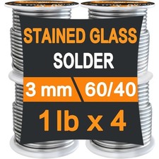 60/40 Solder for Stained Glass, 1/8" 3mm Dia, 4 lb Pack, Supplied