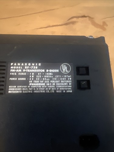 Radio portatile vintage Panasonic FM/AM AC/Batteria RF-728 parte/ripristino - Foto 9 di 9