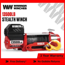 Stealth 13,500lb 12v Electric Winch - Synthetic Rope