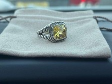 David/Yurman Albion 925 Sterling Silver 14mm Albion Lemon Citrine Ring Sz 7