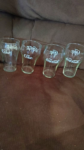 Coca-Cola Set of 4 Clear Glasses Enjoy Coca-Cola/Enjoy Coke Script Logo