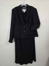 Evan-Picone Suit Dress Blazer Set Women's Executive Black 18W Dark Corporate