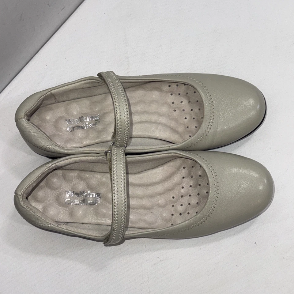 Прогулочные колыбели Mary Jane минималистский бежевый белая кожа мягкие туфли 6.5N - Изображение 2 из 4