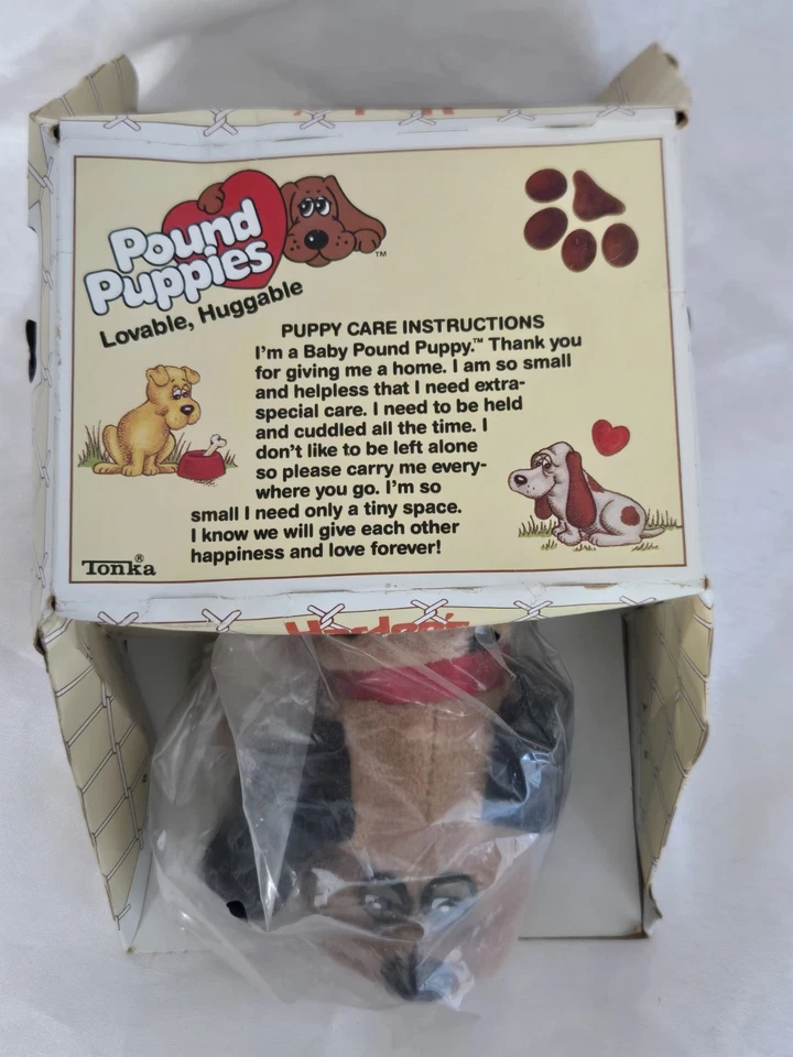 Juguete promocional Hardees Tonka Pound Puppies 1986 vintage sellado en caja muy bonito marrón Foto 2 de 4