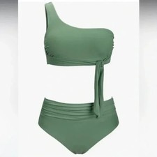 CupShe Women's Two Piece One Shoulder High Waister Bikini Set Size Large NWT