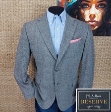 JOS. A. BANK RESERVE Mens Size 44S Cashmere Blend Sport Coat Solid Gray 2-Button