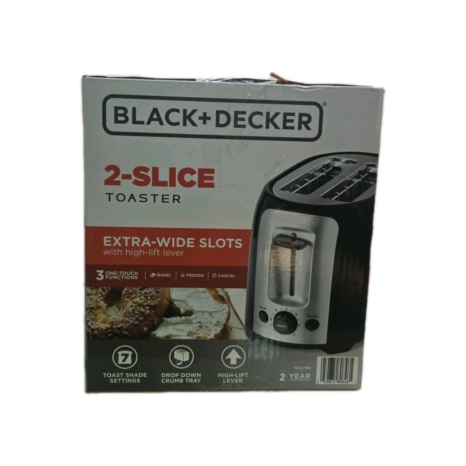 BLACK+DECKER 2-Slice Extra Wide Slot Toaster, Black/Silver, TR1278B NEW IN BOX - Image 4 of 4