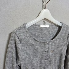 Gray Side-Slit Knit Sweater, Women's F Size