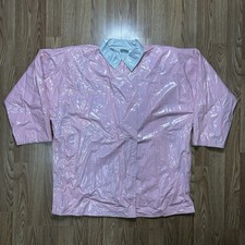 Giacca antipioggia vintage Anaïs Anaïs Cacharel vinile rosa/bianco retrò - Made in Taiwan