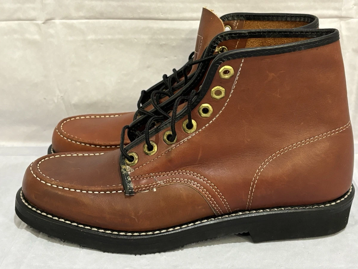 VTG Red Wing 404 Boots Mens 6.5B Brown Leather Mock Toe Super Sole Work Boot USA Mens Ralph Lauren RRL Brunel Brown Leather | Mercari main image 4