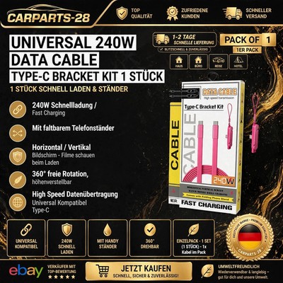 240W USB-C Fast Charging Cable , Type-C Data Cable with Phone Stand Holder