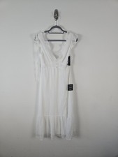 Nwt Lulu's Clip Dot Ruffle Midi Dress Size Small White Sleevless Bridal Beach
