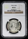 1943-D Walking Liberty Half Dollar 50c NGC MS66
