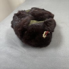 Vintage Soviet Russian Fur Ushanka Hat Size 58 Red Star Badge Winter Military