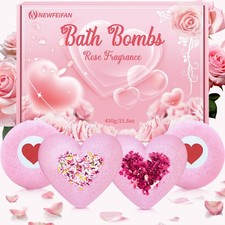Easter Bath Bombs for Women, XXL 4-Pack Handmade Natural  Organic Rose Essentia