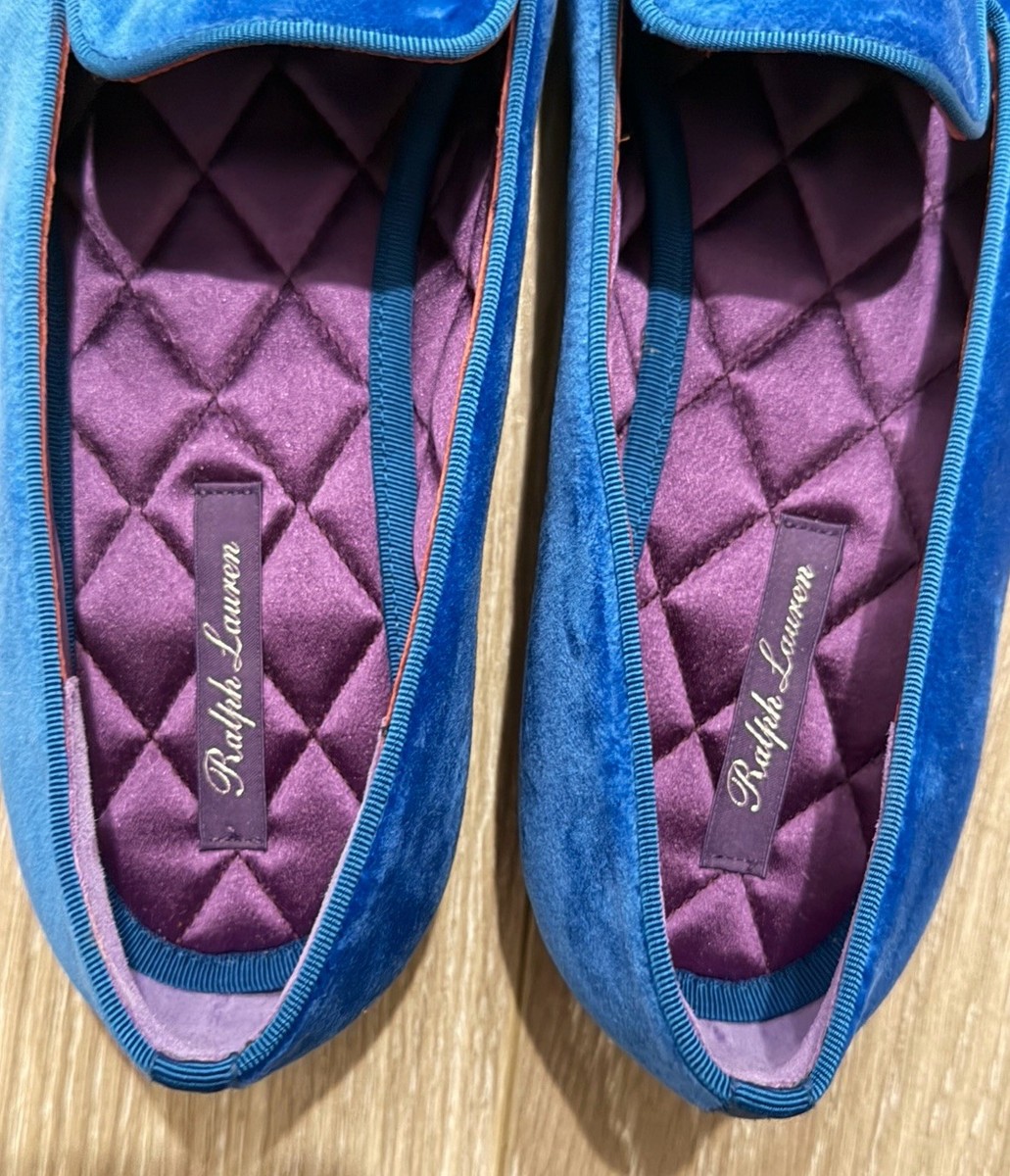 Ralph Lauren Purple Label Alonzo Embroidered Velvet Loafers  display picture 3