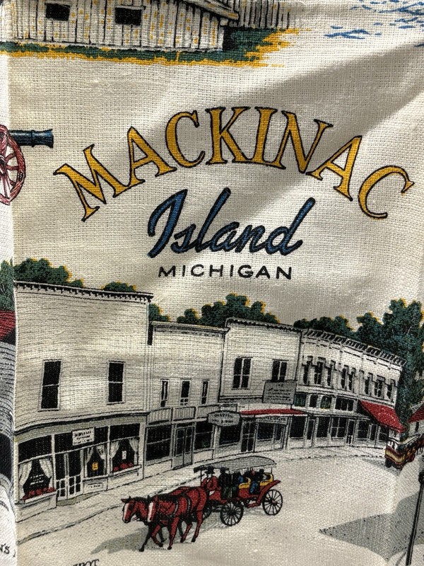 Vintage Mackinac Island Michigan Linen Tea Towel Grand Hotel Kay Dee