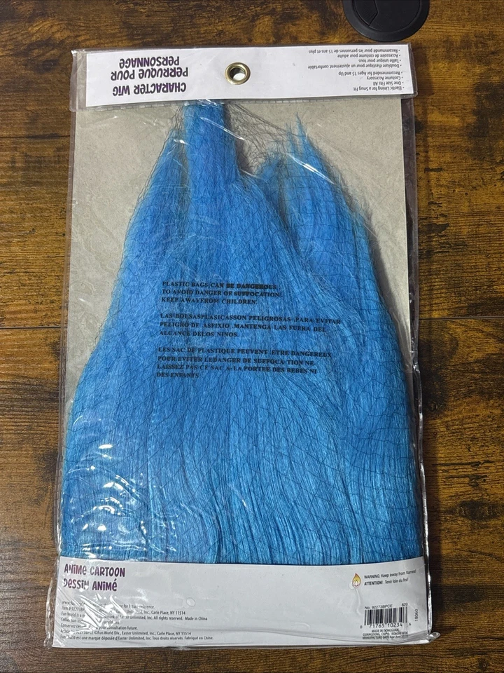 Peluca de dibujos animados de anime inspirada en Dragon Ball Z azul Foto 3 de 3