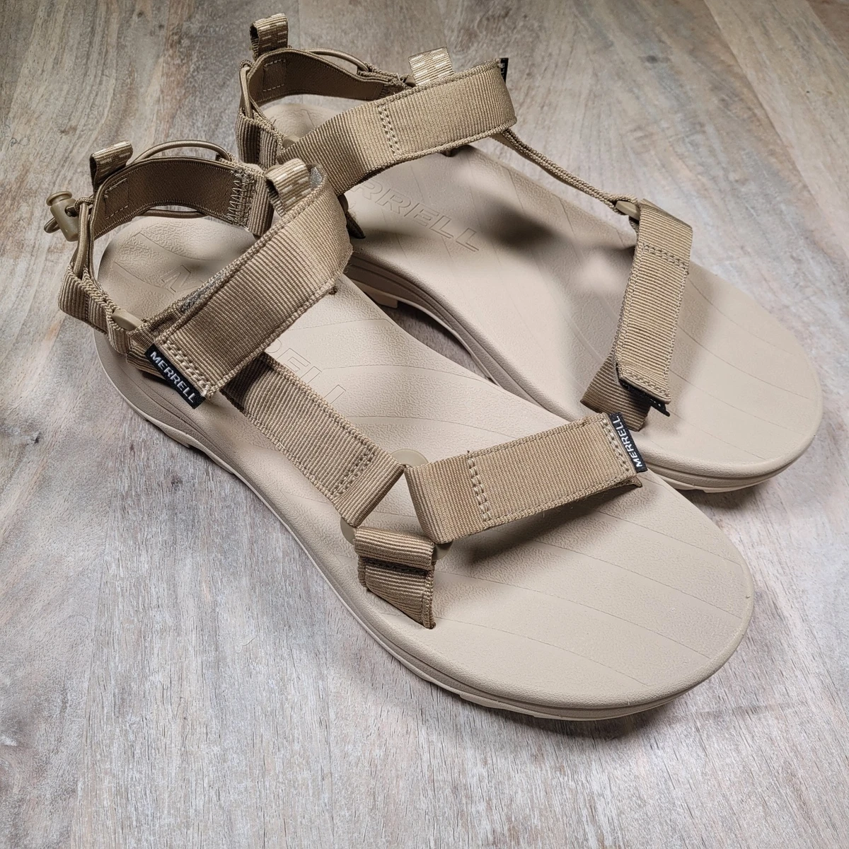 Merrell men’s Brown and Tan Adjustable Strap Hiking Sandal , NWOB, SZ 8 Merrell Suede Sandals for Men for sale | eBay main image 2