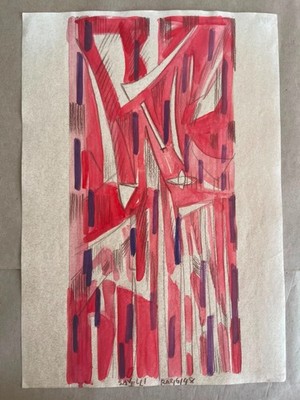 SAVELLI painting drawing on old paper signed stamped