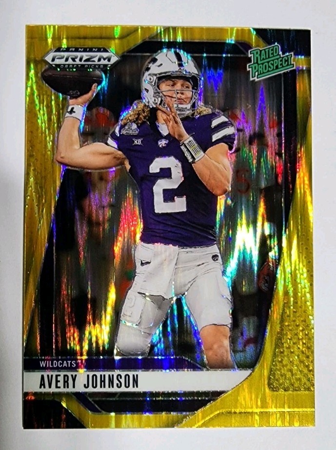 2025 Panini Prizm Draft Picks Avery Johnson #29 Gold Flash Rated Prospect /49