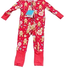 Posh Peanut 3-6 Month Red Bamboo New Gingerbread Man Christmas Zippy New