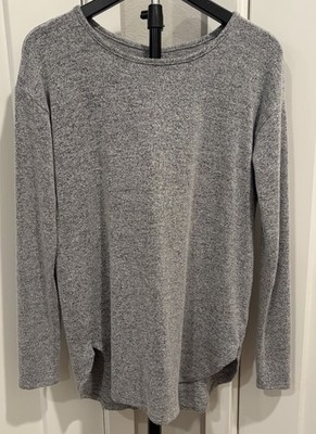 Aerie, women s grey just add leggings, open tied back comfort long sleeve top S