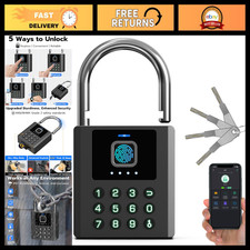 Heavy Duty Fingerprint Padlock Key, Bluetooth Smart Lock, Weatherproof Digital