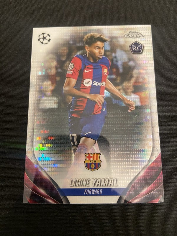 2023-24 Topps Chrome UEFA Lamine Yamal RC Pulsar Refractor Rookie #64 Barcelona