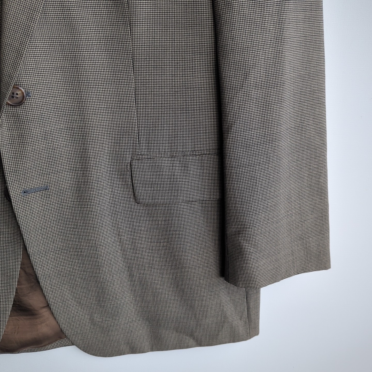 CHAPS RALPH LAUREN Vtg Brown Houndstooth BLAZER SUIT COAT JACKET Men's 42R