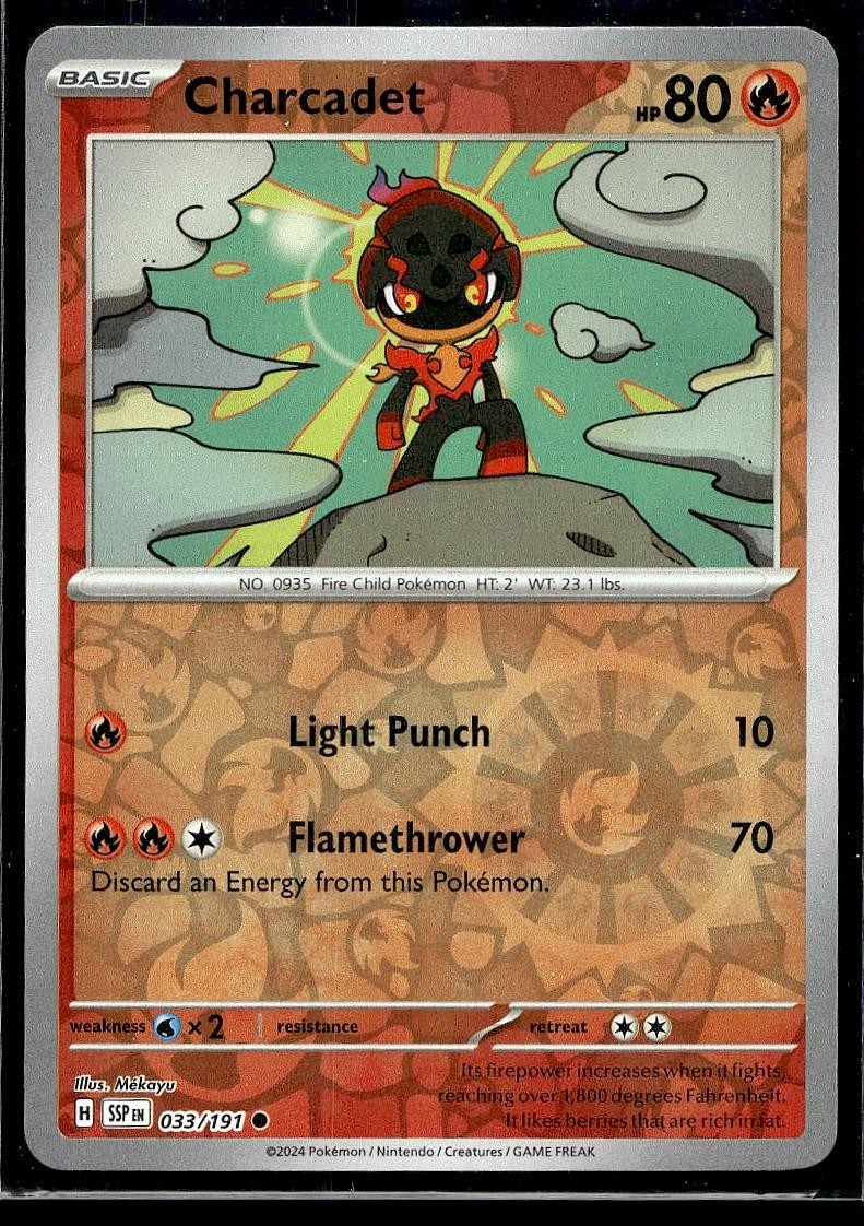 Charcadet 033/191 Common Surging Sparks Pokemon Reverse Holo Lightly Played