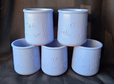 Set of 5 - La Fermiere x Alex Alpert Limited Edition NYC Glazed Yogurt Pots Blue